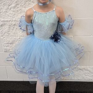 Light Blue/Navy Sequin 7pc Dance Costume